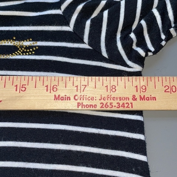 Leoma Lovegrove Women’s V-Neck Shirt – Stripes & Sailboat Design, Size Small - Picture 11 of 12